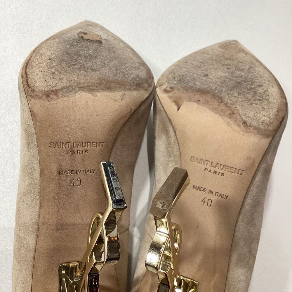 Yves Saint Laurent YSL Opyum Gold Suede Beige Pump Size EU 40 - Picture 14 of 17